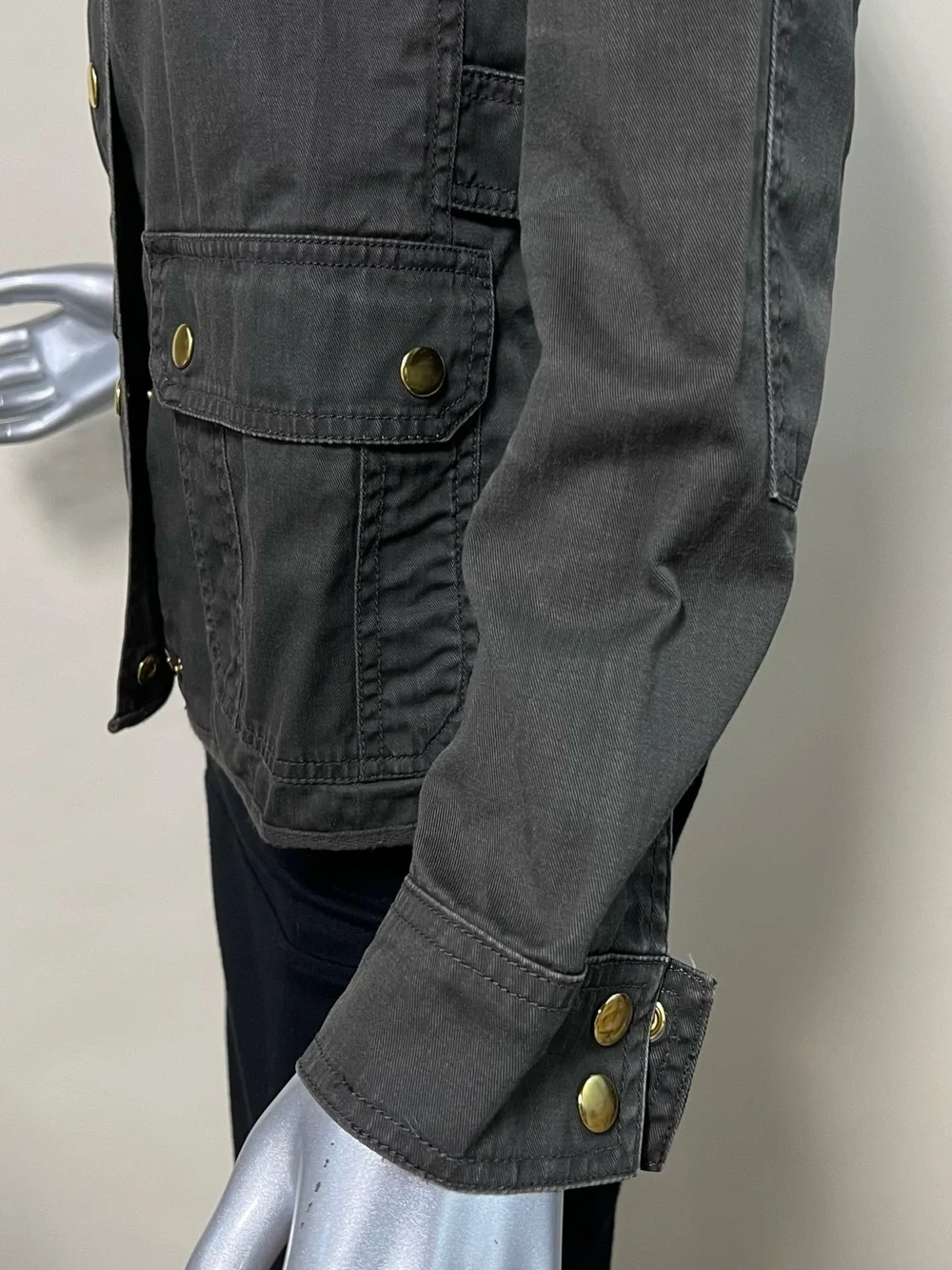 J. Crew Relaxed Fit Boyfriend Field Jacket Green Gray Snap Zip Up Women’s XS